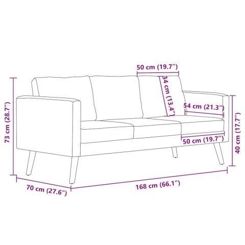 Sofa 3-osobowa, materiałowa, jasnoszara