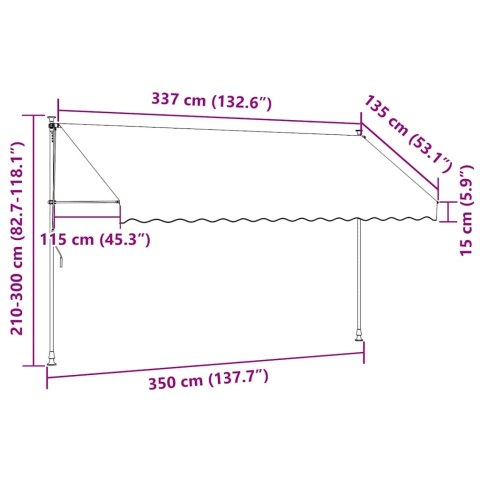 Ręcznie zwijana markiza z LED, 350 cm, pomarańczowo-brązowa