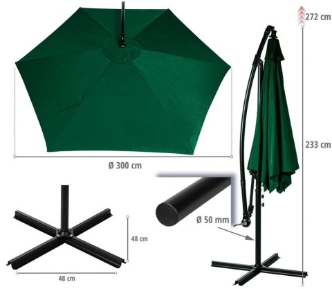 STILISTA Parasol z pokrowcem Ø 3 m, czerwony