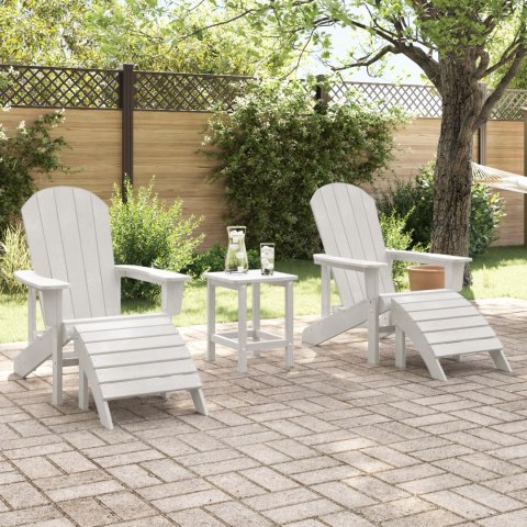 Krzesła Adirondack z podnóżkami 2 szt. Białe HDPE