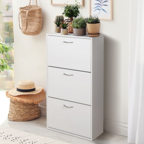 Miadomodo Szafka na buty biała - 59 x 105 x 22 cm