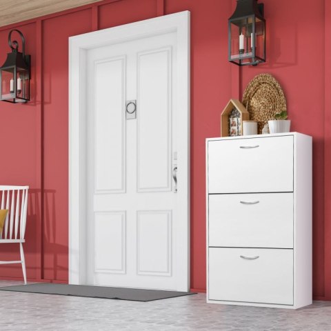 Miadomodo Szafka na buty biała - 59 x 105 x 22 cm