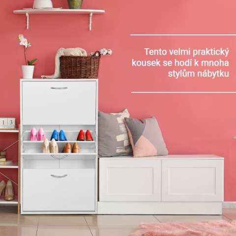 Miadomodo Szafka na buty biała - 59 x 105 x 22 cm