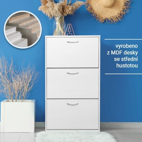 Miadomodo Szafka na buty biała - 59 x 105 x 22 cm