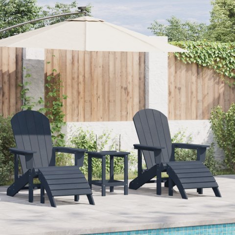 Krzesła Adirondack z podnóżkami 2 szt. granatowy HDPE