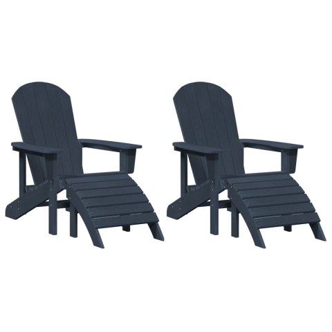Krzesła Adirondack z podnóżkami 2 szt. granatowy HDPE