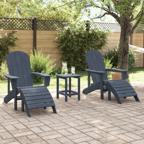 Krzesła Adirondack z podnóżkami 2 szt. granatowy HDPE