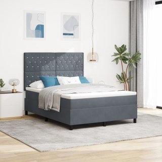 Box Spring Łóżko z Materacem Ciemnoszary 160x200 cm Aksamit