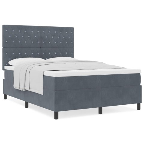 Box Spring Łóżko z Materacem Ciemnoszary 160x200 cm Aksamit