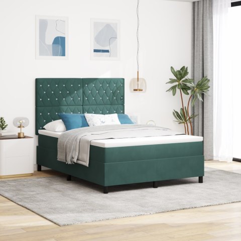 Łóżko z materacem Box Spring Zielone 140x190 cm Aksamit