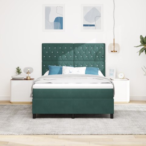 Łóżko z materacem Box Spring Zielone 140x190 cm Aksamit