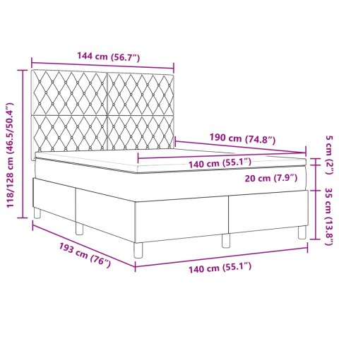 Łóżko z materacem Box Spring Zielone 140x190 cm Aksamit