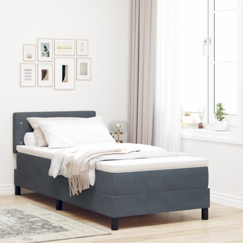 Łóżko Box Spring z materacem i LED Szary Ciemny 90x190 cm Aksamit