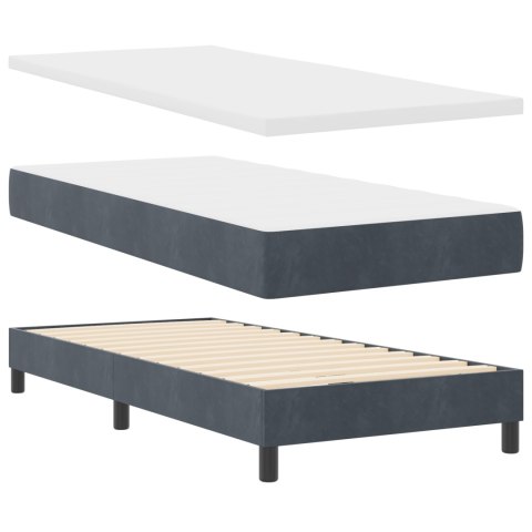 Łóżko Box Spring z materacem i LED Szary Ciemny 90x190 cm Aksamit
