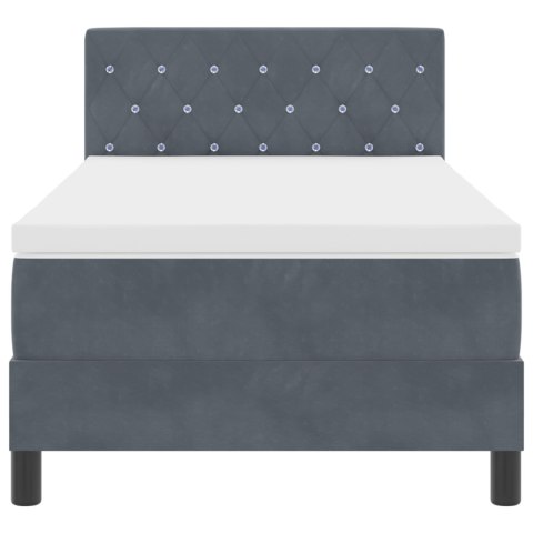 Łóżko Box Spring z materacem i LED Szary Ciemny 90x190 cm Aksamit