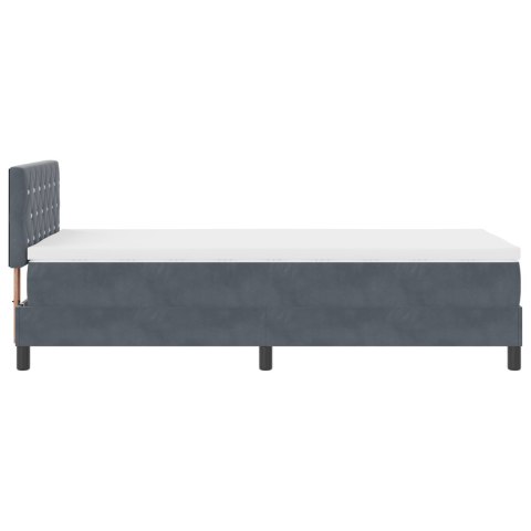 Łóżko Box Spring z materacem i LED Szary Ciemny 90x190 cm Aksamit