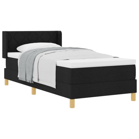 Czarne łóżko Box Spring z materacem 90x200 cm