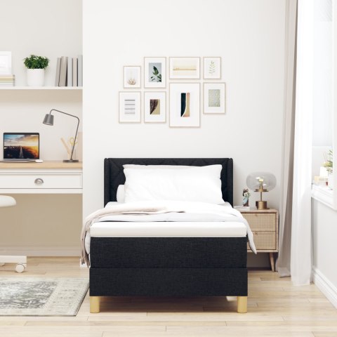 Czarne łóżko Box Spring z materacem 90x200 cm