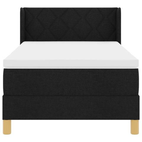 Czarne łóżko Box Spring z materacem 90x200 cm
