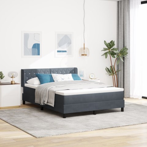 Łóżko Box Spring z Materacem Ciemnoszare 160x200 cm Aksamit