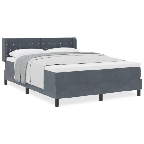 Łóżko Box Spring z Materacem Ciemnoszare 160x200 cm Aksamit