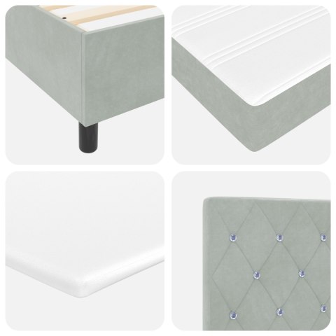 Łóżko Box Spring z Materacem & Ławką Jasnoszary 100x200 cm Aksamit