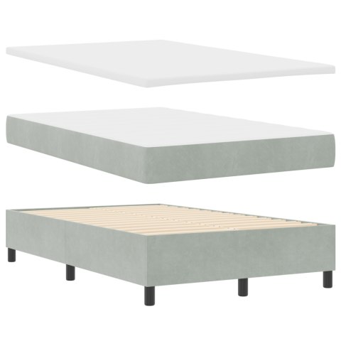Łóżko Box Spring z materacem i ławką Jasnoszare 120x190 cm