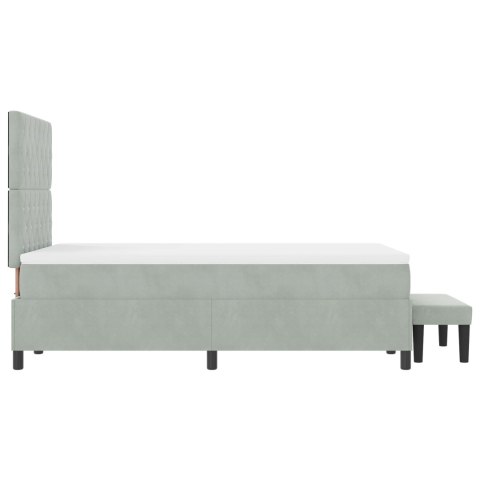 Łóżko Box Spring z materacem i ławką Jasnoszare 120x190 cm