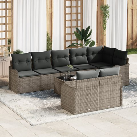 8-elementowy zestaw sofy ogrodowej z poduszkami czarny polirattan