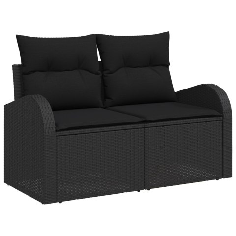 Ośmioelementowy zestaw sof ogrodowych z poduszkami, czarny rattan