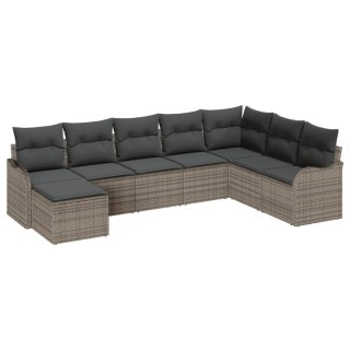 Zestaw 8-częściowy sofa ogrodowa z poduszkami szary polirattan