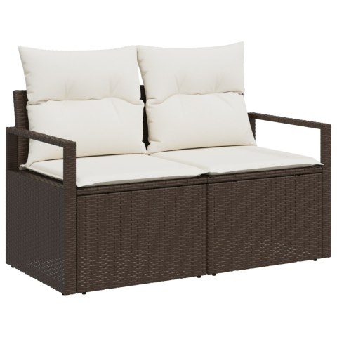 Zestaw 7-częściowy sofa ogrodowa z poduszkami brązowy polirattan