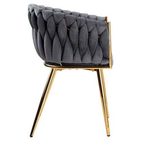 Krzesło welurowe plecione COFTON GOLD VELVET grafitowe