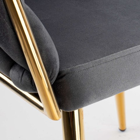 Krzesło welurowe plecione COFTON GOLD VELVET grafitowe