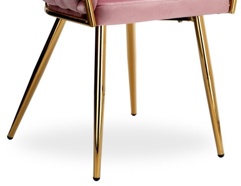 Krzesło welurowe plecione COFTON GOLD VELVET różowe