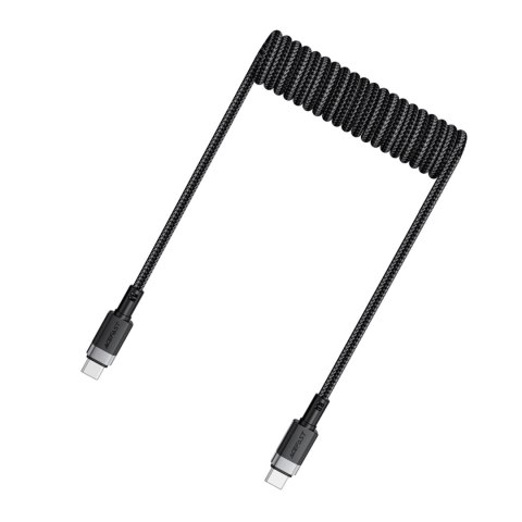 Kabel przewód spiralny USB-C - USB-C 480Mb/s 3A 1.2m - czarny