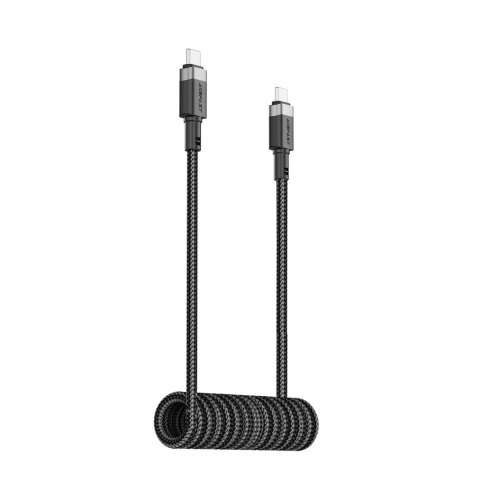Kabel przewód spiralny USB-C - USB-C 480Mb/s 3A 1.2m - czarny
