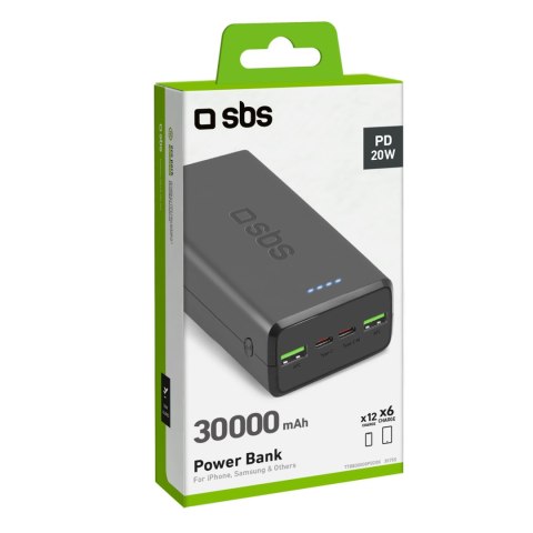 Powerbank 30000 mAh USB-C USB-A - czarny