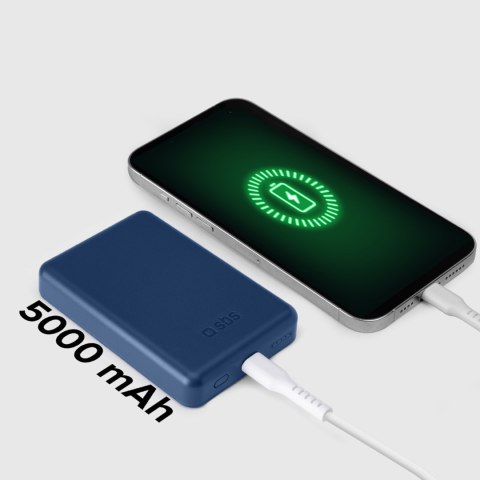 Powerbank 5000 mAh MagSafe - niebieski