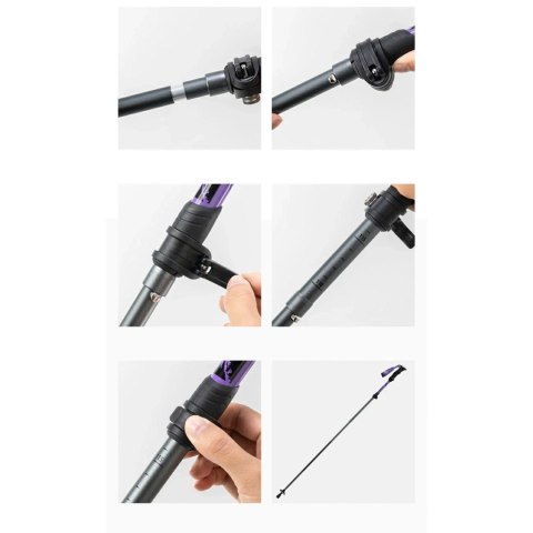 Kijki trekkingowe nordic walking aluminiowe 110 - 130 cm - fioletowe
