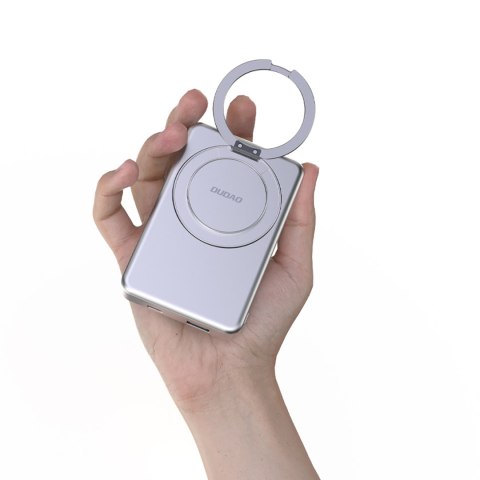 Powerbank K28 10000mAh z MagSafe z metalową obudową i podstawką PD 22.5W - srebrny