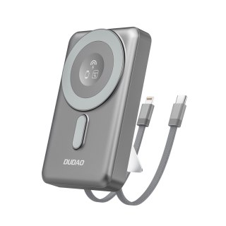 Powerbank K29 10000mAh MagSafe metalowa obudowa podstawka kable USB-C iPhone Lightning PD 20W - szary