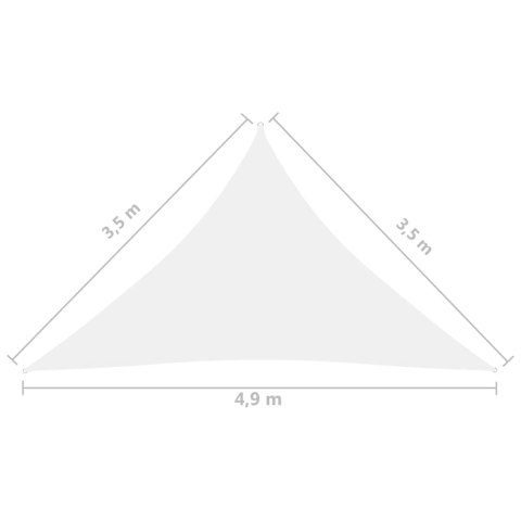 Trójkątny żagiel ogrodowy, tkanina Oxford, 3,5x3,5x4,9 m, biały