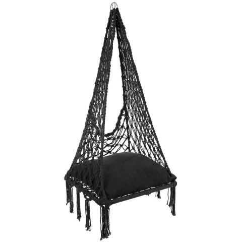 HAMAK AŻUROWY FOTEL WISZĄCY 60x60x120CM Z PODUSZKĄ CIEMNO SZARY