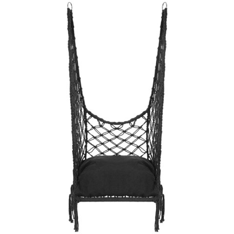 HAMAK AŻUROWY FOTEL WISZĄCY 60x60x120CM Z PODUSZKĄ CIEMNO SZARY