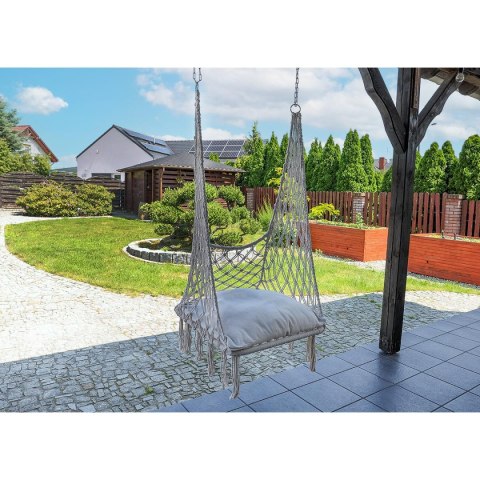 HAMAK AŻUROWY FOTEL WISZĄCY 60x60x120CM Z PODUSZKĄ ECRU