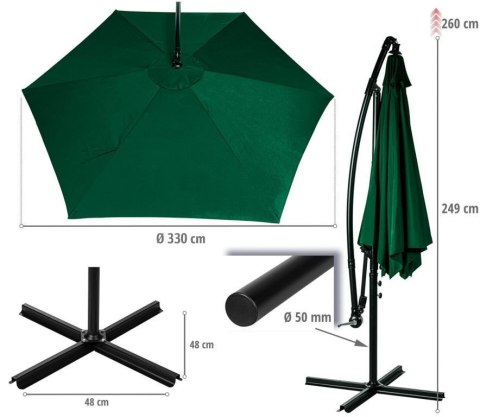 STILISTA Parasol ogrodowy, 330 x 249 cm, zielony