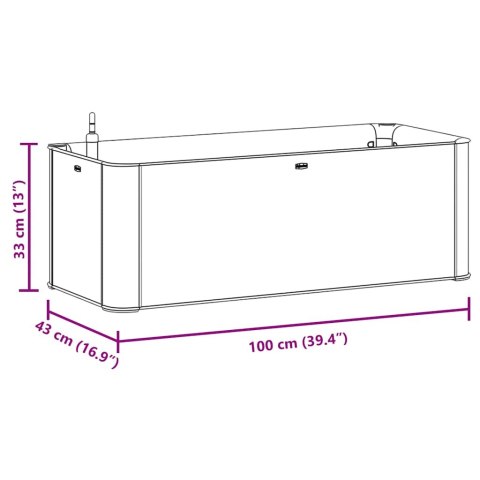 Podwyższona donica z systemem podlewania, biała, 100x43x33 cm