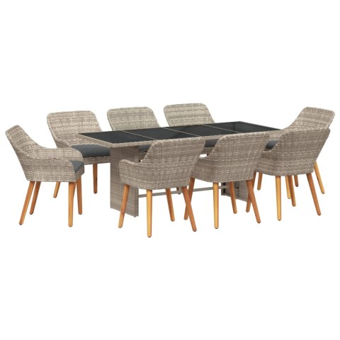 Zestaw do jadalni 9 pcs Jasnoszary 190 x 80 x 74 cm