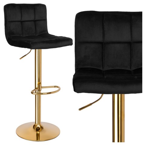 Krzesło barowe ARAKO GOLD aksamitne czarne VELVET